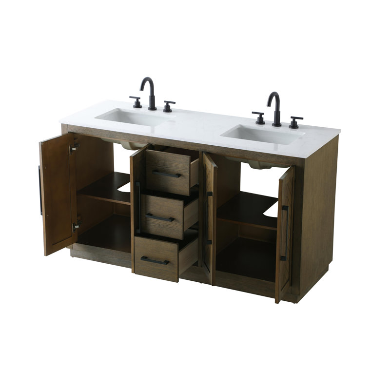 Meuble-lavabo double 72 po, Chêne noisette, 60"