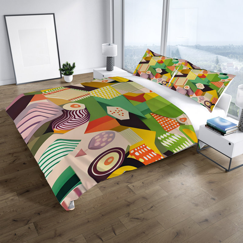 Polyester Abstract Duvet Cover, King Duvet Cover + 2 King Shams
