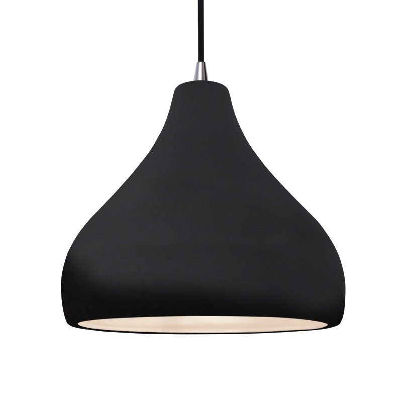 Luminaire suspendu à 1 lumière Meydan, Incandescent, H 9,5 po x l 13,5 po x P 13,5 po, Noir brillant / noir nickel