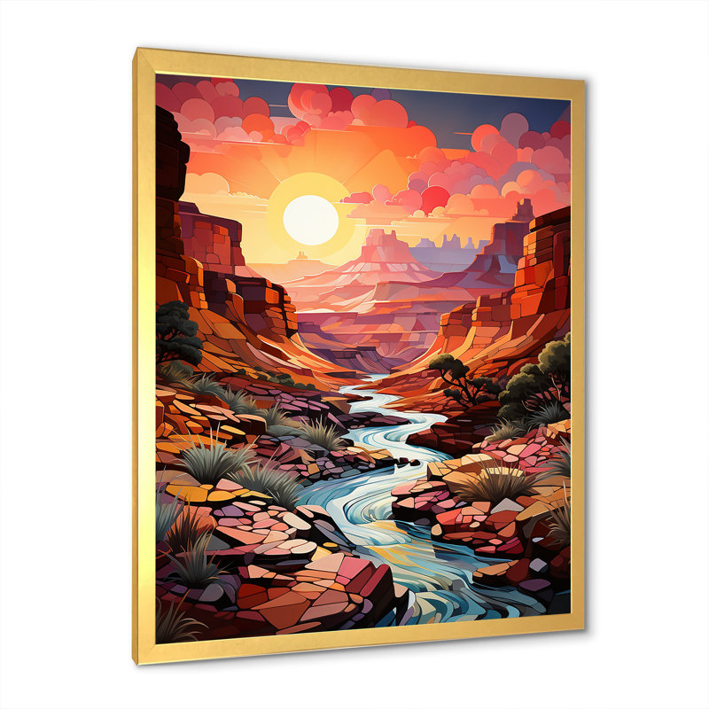 Canyon Canyon Sunrise Landscape, impression sur toile, H 32 po x l 16 po x P 1 po, Cadre doré simple
