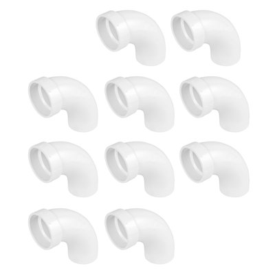 1-1/2 in. White PVC DWV Long Sweep 90° Street Elbow, Hub x Spigot Drain, Waste & Vent Fitting, (10 Pack)