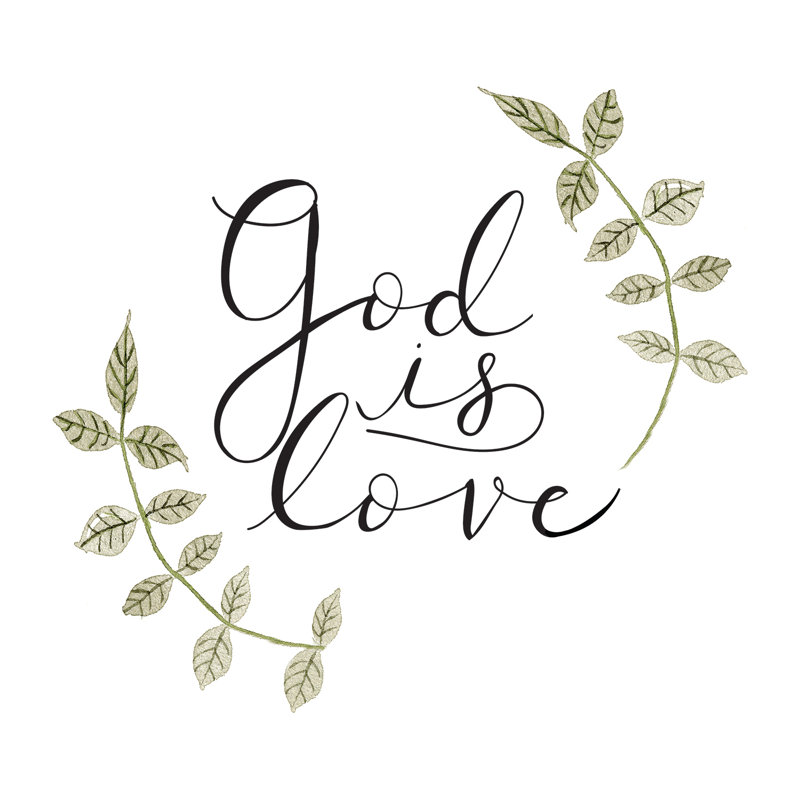 God Is Love par Inconnu, Papier avec cadre unique doré, H 36 po x l 36 po, Pas de tapis