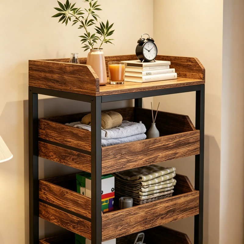 Étagère de rangement à 5 niveaux 46,06 po de style rustique brun pour garde-manger, cuisine et salon