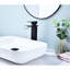 Robinet de meuble-lavabo à poignée simple, bec cascade, acier inoxydable noir mat et débit d'eau de 1,2 gallon par minute, poignée de l'ensemble de drain escamotable-124464704