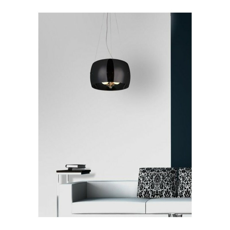 Cosmo 3 - Light Chrome Drum Pendant, 20cm H x 52 cm W x 52cm D, Black