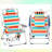 Folding Beach Chair  Vibrant Striped Design, Foldable & Portable, Adjustable Recline Positions, Built-in Storage Pockets, Durable Frame
