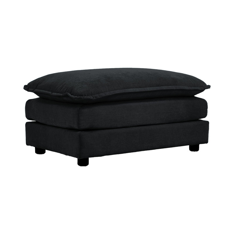 Repose-pieds en tissu chenille noir avec repose-pieds modulaire, compatible avec les canapés 2/3/4 places pour le salon
