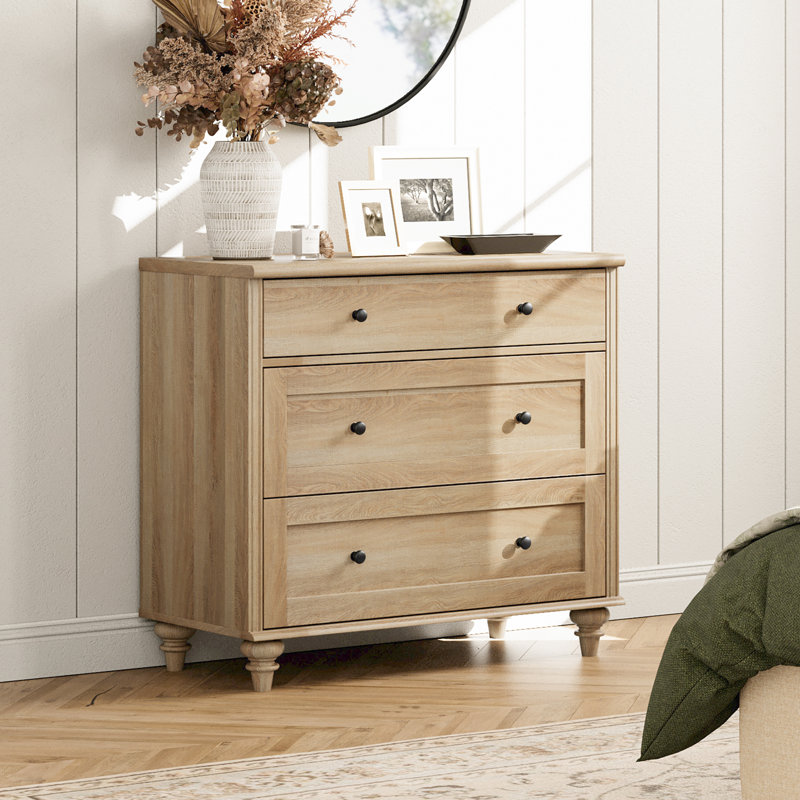 3 Drawer Dresser for Bedroom, WAMPAT Dresser for Bedroom with 3 Drawers, Oak Kids Dressers with Wide Chest of Drawers