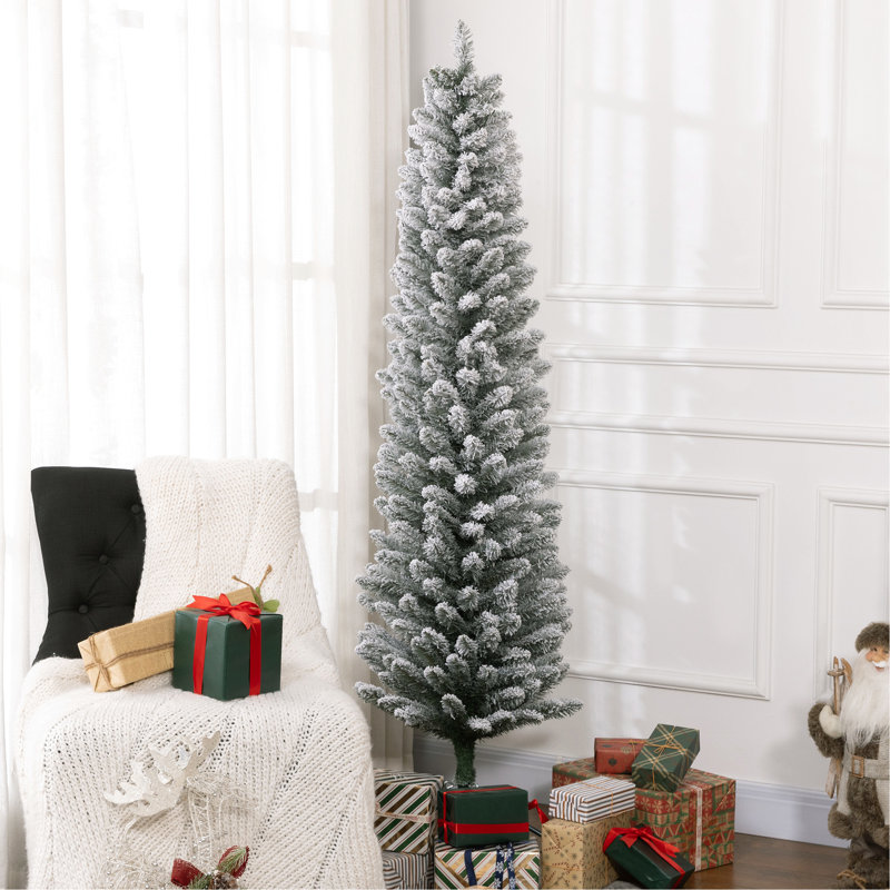 Arbre de Noël artificiel 6 pi 6 pi, 329 pointes enneigées, arbre de support en métal avec base, joie festive