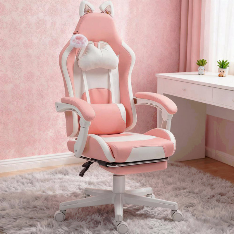 Gaming Chair, With Footrest, Racing Gamer Chair, Headrest And Lumbar Support For Home And Office