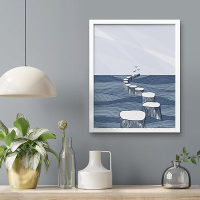 "Paysage nautique serein avec piliers de pilier" sur papier