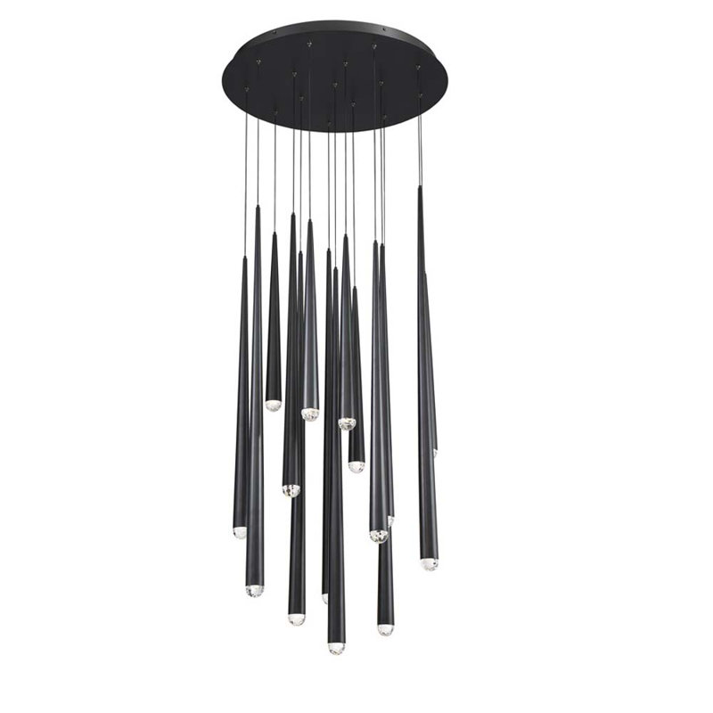 Cascade 15 - Light Chandelier, Black, 120" H x 23" W x 120" D, 15