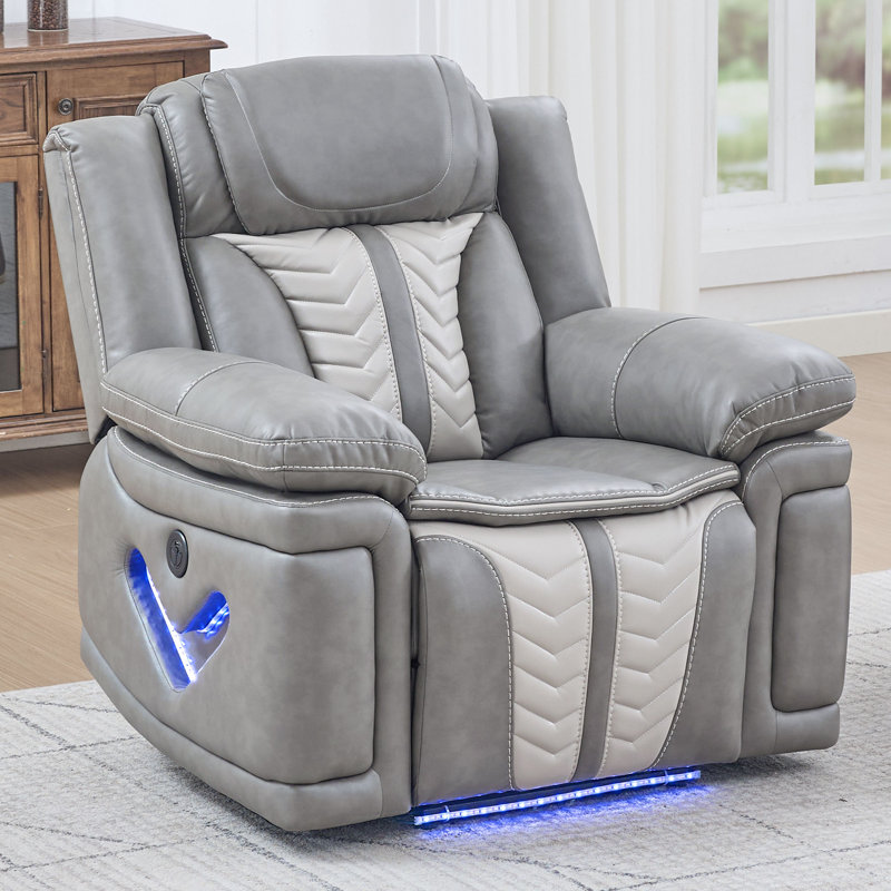 Canapé inclinable électrique avec porte-gobelet et recharge USB, Grey Fabric