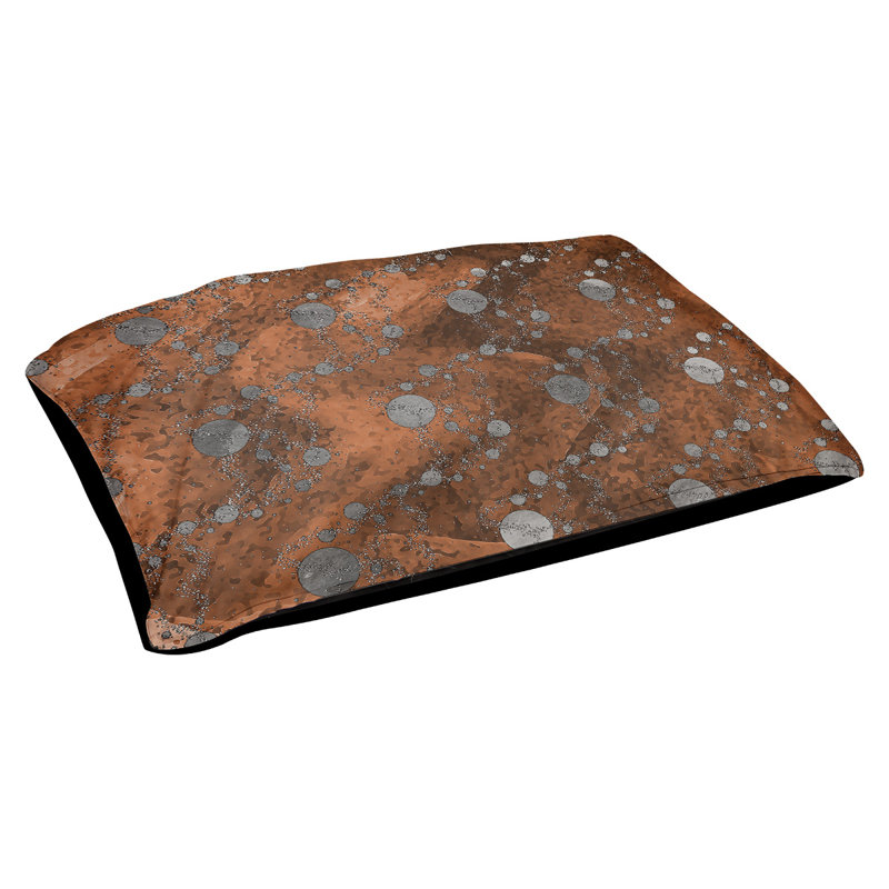 Coussin d'extérieur pour chien Byrge Planets Stars, Très grand (l 52 po x P 42 po x H 17 po), Orange et gris