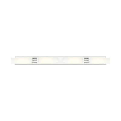 Éclairage pour meuble-lavabo 4 lumières 51 po Ballston - Maliyah - Finition laiton brossé - Abat-jour blanc rayé