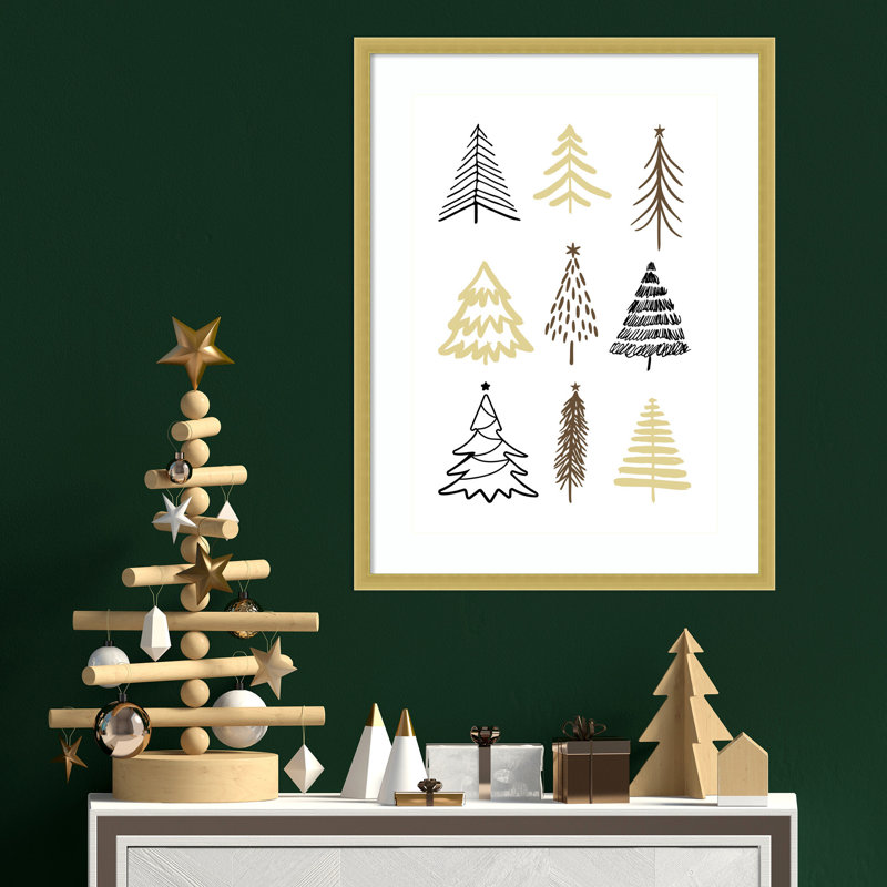 «Christmas Trees 2» par Wood, reproduction d'art encadrée, H 25 po x l 19 po