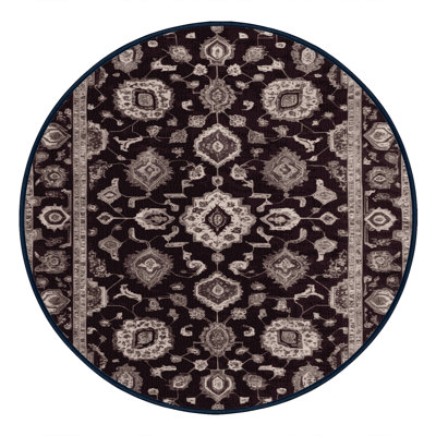 Tapis noir Tabriz lavable à la machine