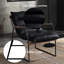 Fauteuil d'appoint en cuir fleur avec structure en métal, coussin de dossier serré, hauteur de 22 po, hauteur du produit de 33 po, aucun assemblage requis, poids de 24 lb, largeur du siège