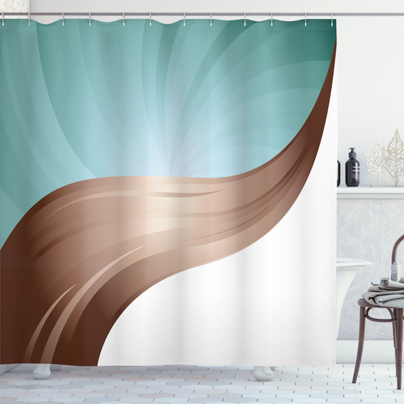 Ensemble de rideau de douche + crochets, H 75 po x l 69 po, Chocolat turquoise