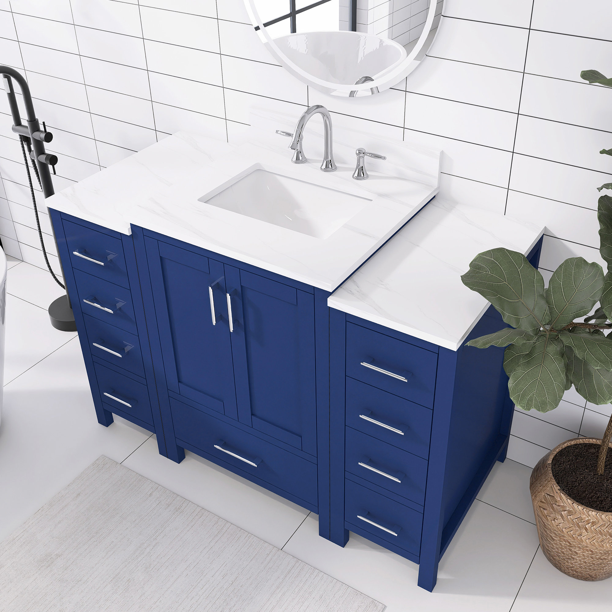 JimsMaison 48'' Single Bathroom Vanity with Engineered Stone Top