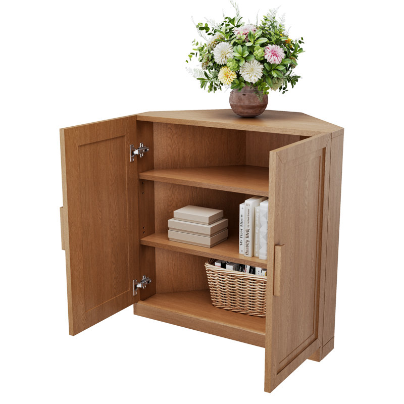 Buffet décoratif d'angle peu encombrant avec tablette réglable Lula, Brun, H 31 po x l 31 po x P 16 po