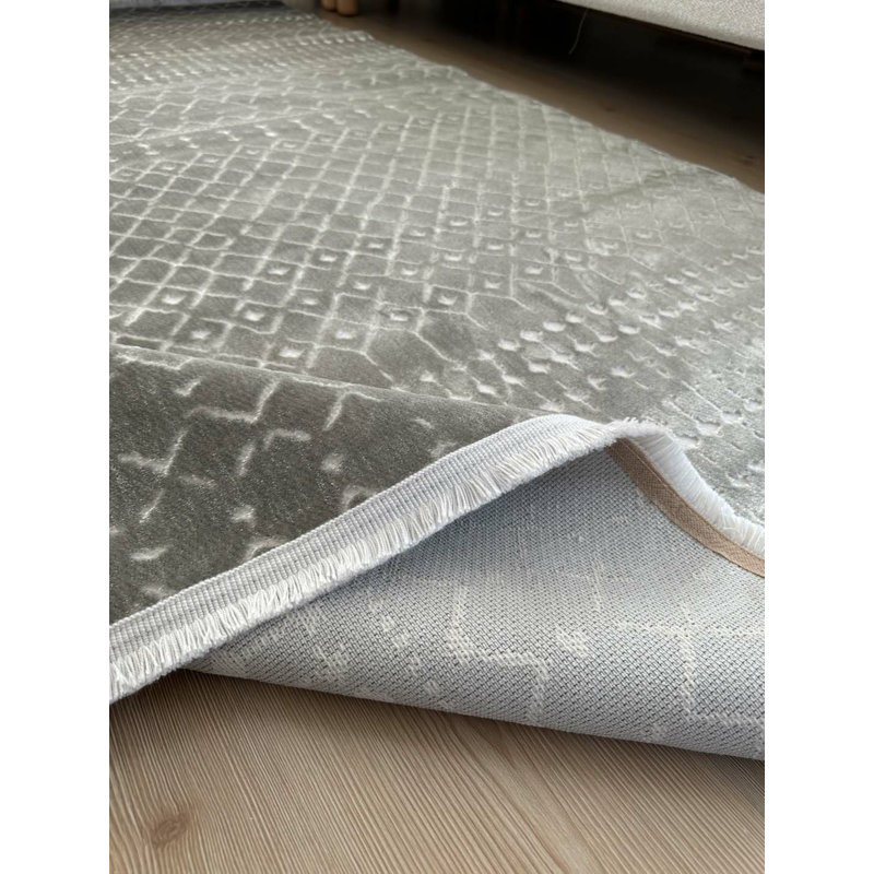 Tapis en coton Tilina avec envers antidérapant, Carré 5 pi 3 po
