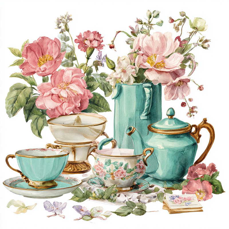 «Pastel Tea Garden», art mural sur toile tendue, 30"W x 30"H x 1.5"D