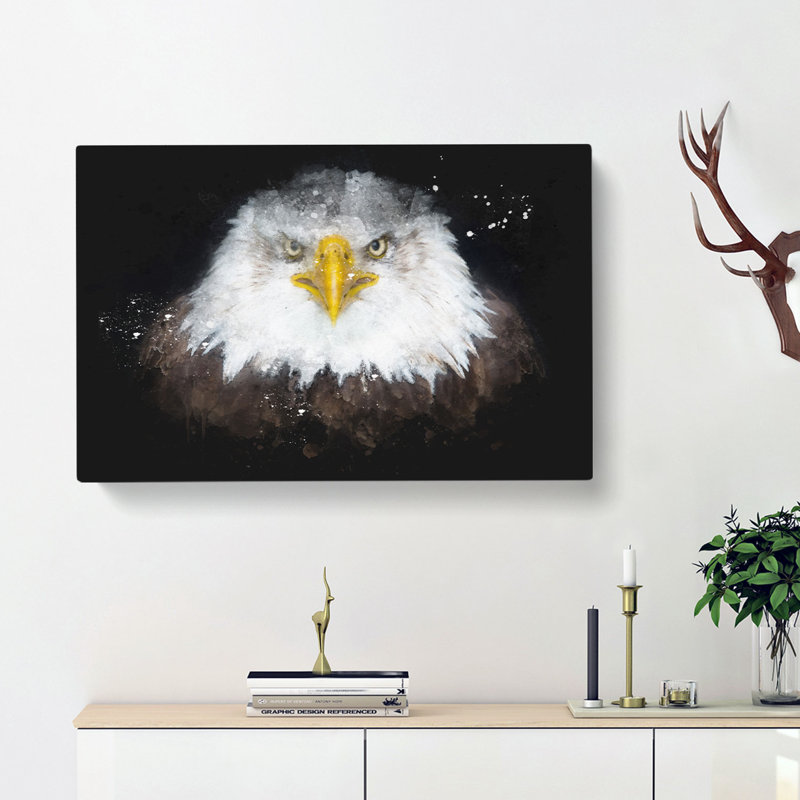 Bald Eagle Bird - Wrapped Canvas Painting, 35cm H x 50cm W x 3cm D