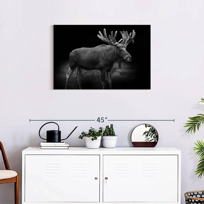 Brampt Monochromatic Bull Moose, 20" H x 30" W