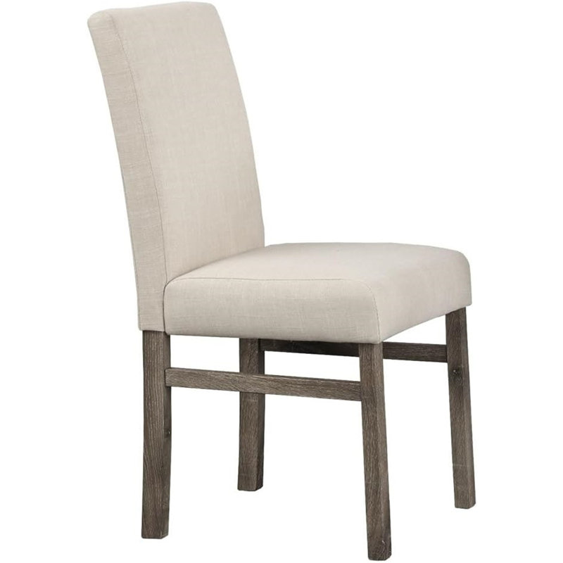 Ensemble de 2 chaises de salle à manger transitionnelles, Beige, Chêne