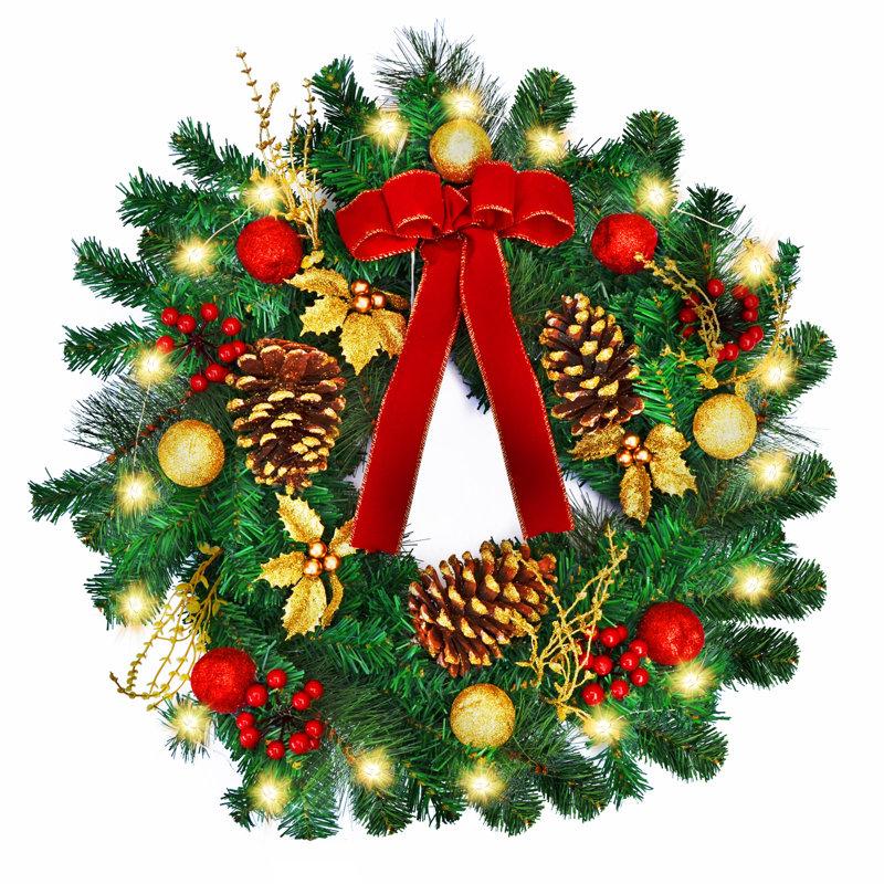 Couronne de noël artificielle 24" en plastique