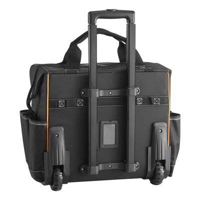 Rolling Tool Bag, 110 lbs Load Capacity, 25 Pockets Heavy-Duty Roller Tool Bag with Adjustable Telescoping Handle & Stable Base, Toolbag Organizers with Wheels for Electrician, Construction