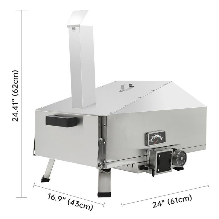Four à pizza noir mat avec rotation automatique à 360 ° - Acier inoxydable double couche, Argent argent