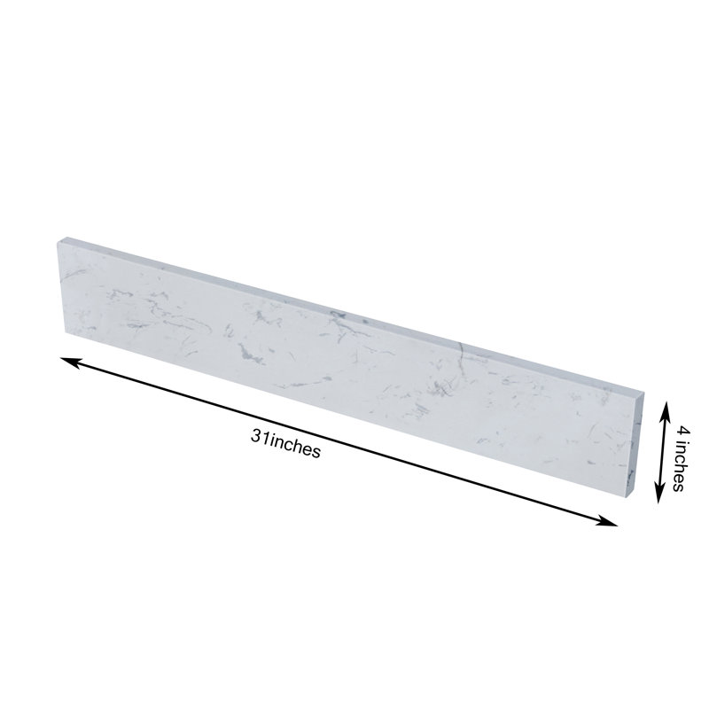 31 In. W  Backsplash, Engineered Carrara Marble