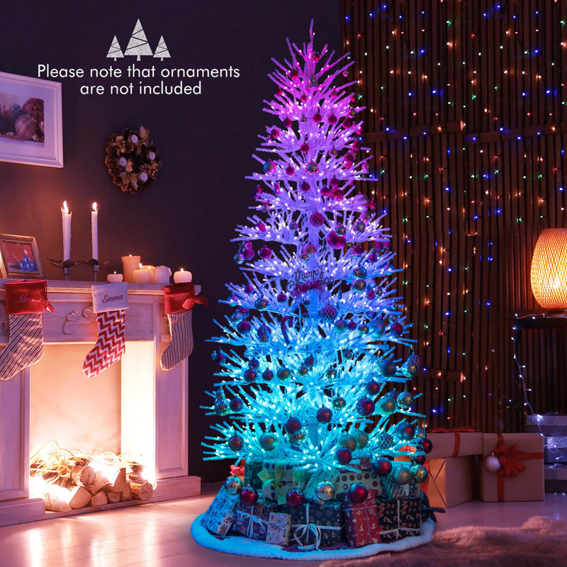 7 Ft Artificial Xmas Tree Hinged Christmas Tree With 820 Coral-like Branch Tips