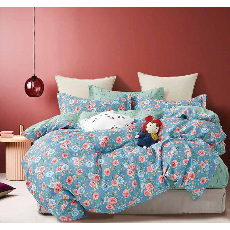 Ensemble d'édredon réversible en coton Donau, Édredon simple extra-long + 1 taie décorative st