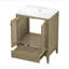 Meuble-lavabo 24 po avec lavabo en céramique, armoire de rangement en rotin avec deux portes et tiroir, structure solide