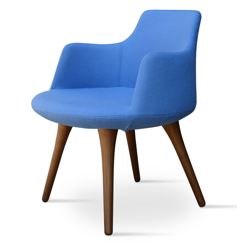 Dervish Metal Solid Back Arm Chair, Sky Blue Wool