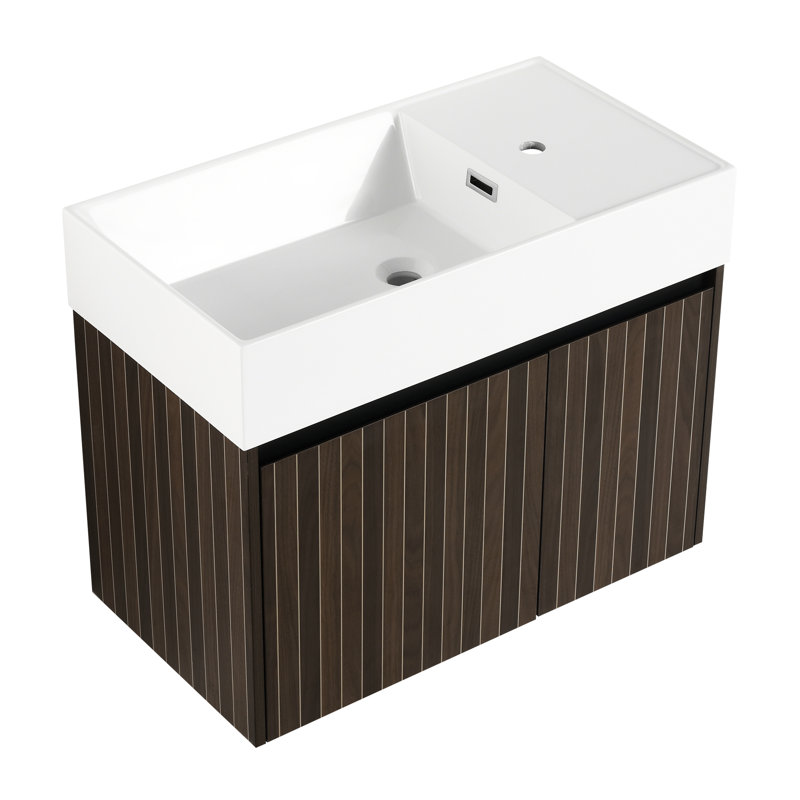 Armoire de salle de bain, 30 pouces, portes à fermeture en douceur pour armoire de bain avec lavabo, poignée biseautée à 45 °, petites baignoires élégantes
