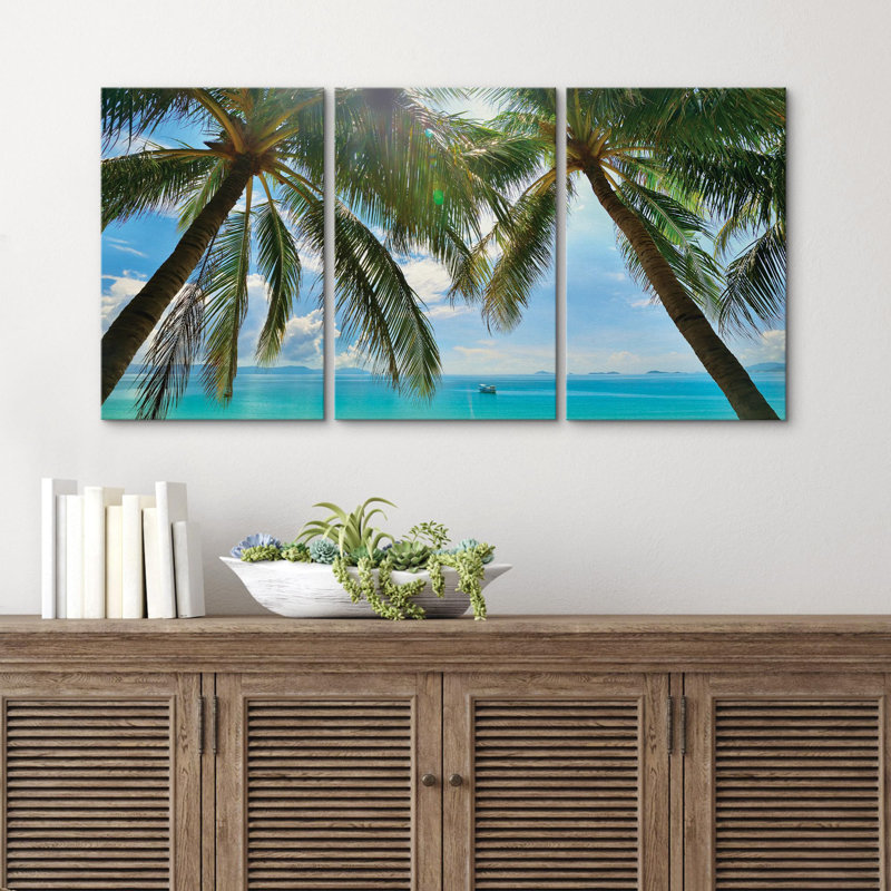 Décoration murale moderne vert palmier tropical vert, H 36 po x l 72 po