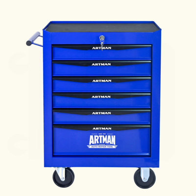 Coffre à outils roulant en métal avec 6 tiroirs, armoire à 6 tiroirs avec glissières à roulement à billes, coffre à outils en acier