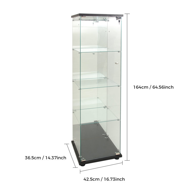 Glass 42.5 cm W Display Cabinet, Black
