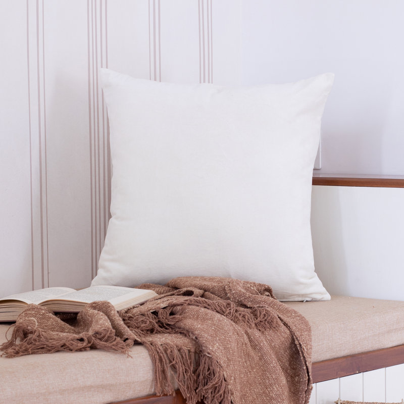 Modern Velvet Handmade Decorative Throw Pillow Cover, Ivory, Polyester