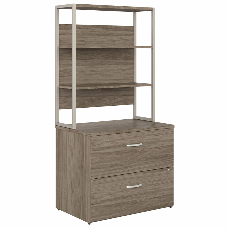 Classeur latéral à 2 tiroirs Hybrid, Hickory moderne