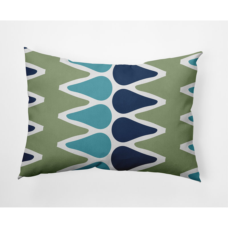Geometric Outdoor Reversible Throw Pillow, Green