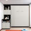 Lit escamotable moderne avec bureau, tablettes de rangement et armoires
