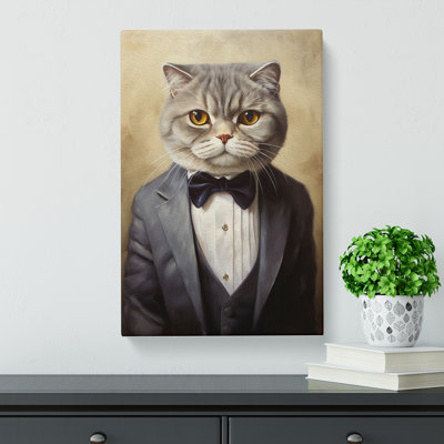 Cat in a Suit Painting No.6 - Wrapped Canvas