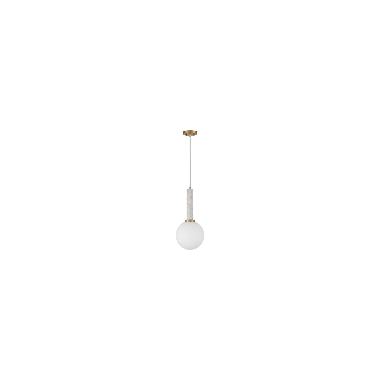 Romania 1-Light Pendant in Warm Brass, White/Brass