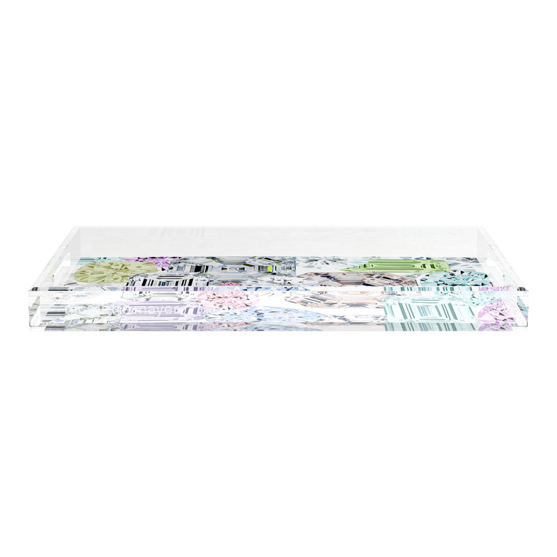 Rocks On Acrylic Rectangle Decorative Tray, 22.5"W x 14.5"D x 2"H, White