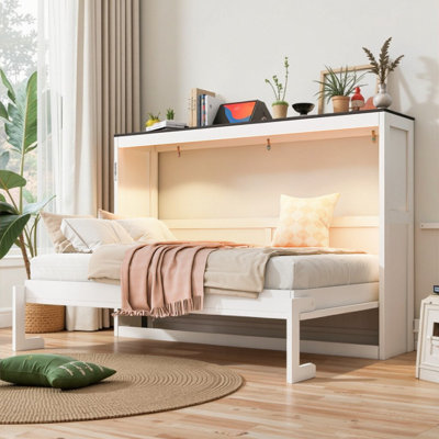 Lit escamotable simple avec lumière DEL - armoire-lit pliable peu encombrante (capacité de 400 lb)